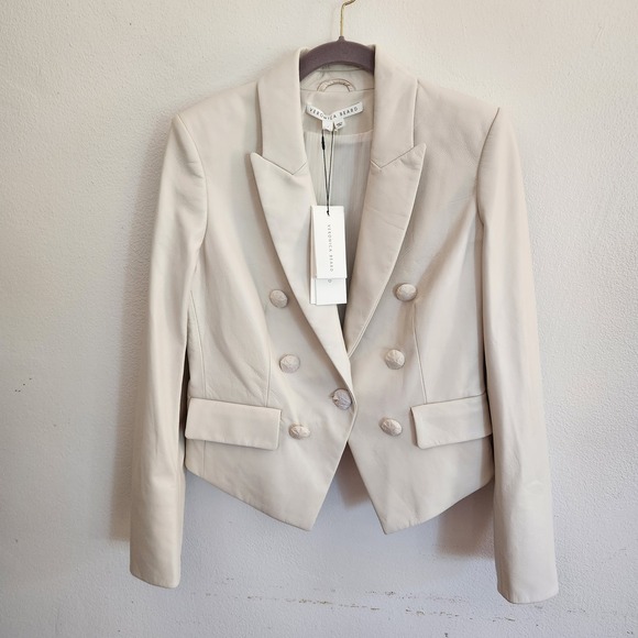 Veronica Beard Jackets & Blazers - Veronica Beard Genuine Leather Dickie Jacket 4 Bone Chic Neutral Quiet Luxury